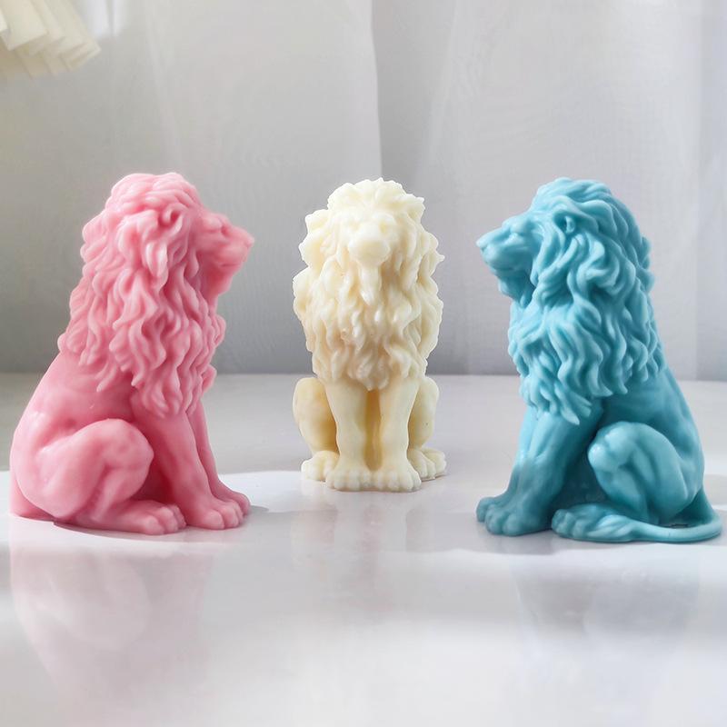 Weiwu Xionglion Silicone Candle Mold 3d Sitting Lion Aromatherapy Gypsum Soap Resin Handicraft Molds Home Decoration Gift