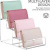 DOITOOL 4-Tier Clear Display Risers Stand: Acrylic Wallet Display Stand Holder, Clear Handbag Purse Display Stand Jewelry Display Riser Purse Handbag