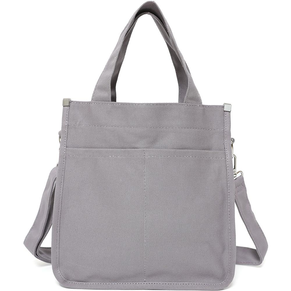 

Solid color cotton canvas bag handbag simple high-end retro versatile Mori messenger bag