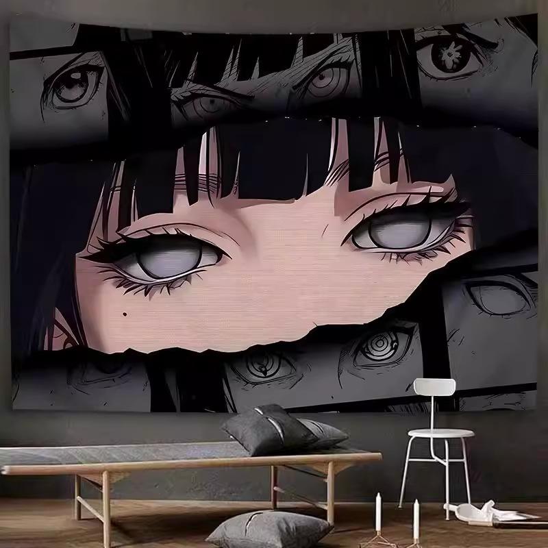 Neon Anime Girl Tapestry Wall Hanging for Bedroom Living Room Dorm Gaming Aesthetic Room Decor