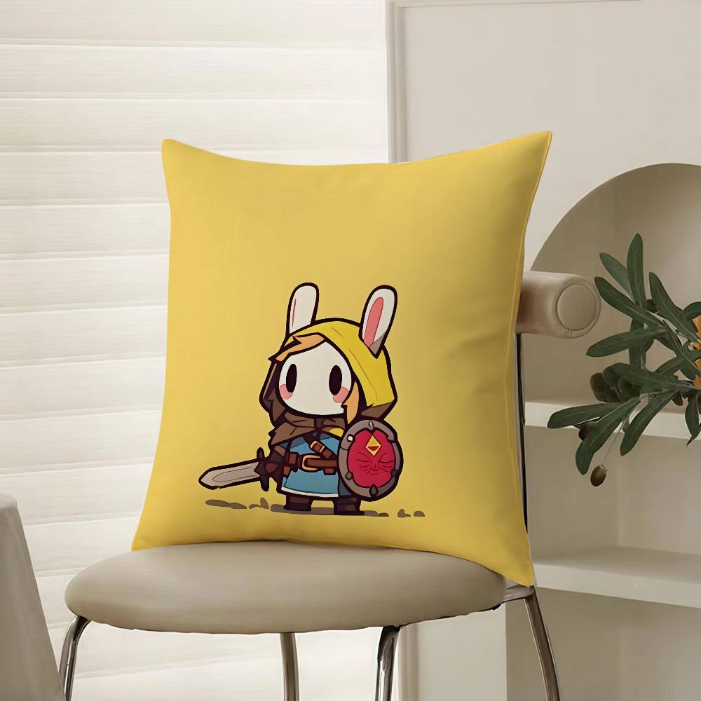 Cute Rabbit Dresses Pillow Case Comfort Sofa Bed Silky Elegant Invisible Zipper Decorative Cushion Cover
