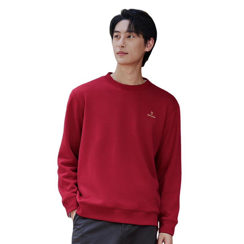 

Hodo Men s Fleece-Lined Embroidered Round Neck Sweatshirt XL