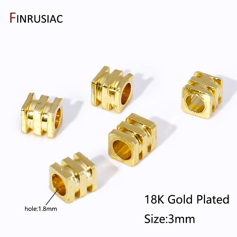 Trendy 3mm Separator Beads 18K Gold Plated Brass Cube Spacer Beads Loose Beads For DIY Bracelet Necklace Making Accessories