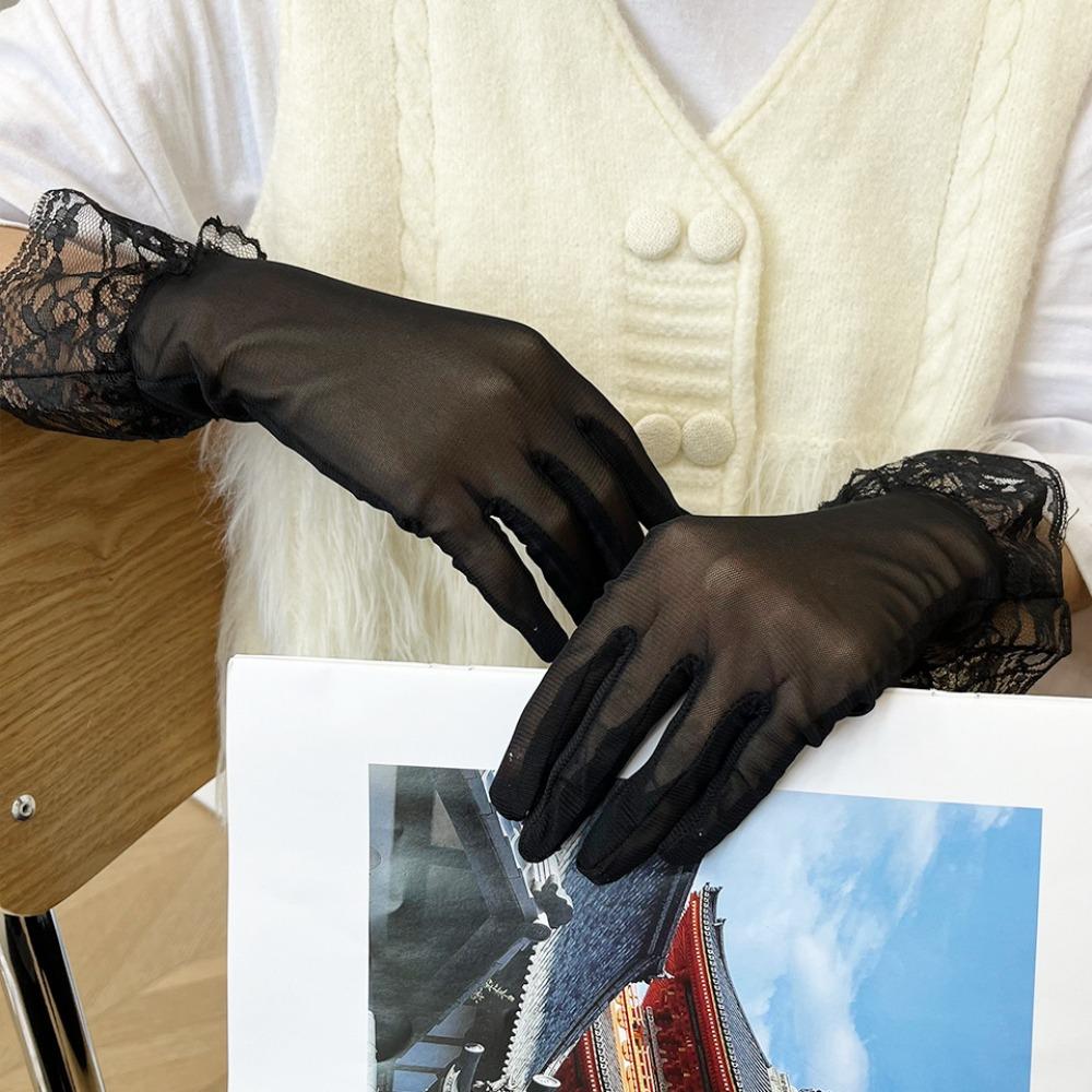 Highly Elastic Lace Gloves Anti-uv Sunscreen Gloves 2024 Riding Driving Gloves  Cycling Driving