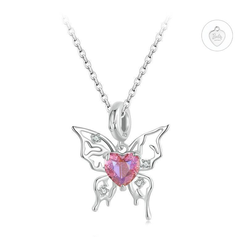 Barbie necklace [Original Design] Pink Butterfly Heart, Temperament and High-end Ins Style Love Confession Exquisite Gift Box Good Luck ZJYXL-YS-076