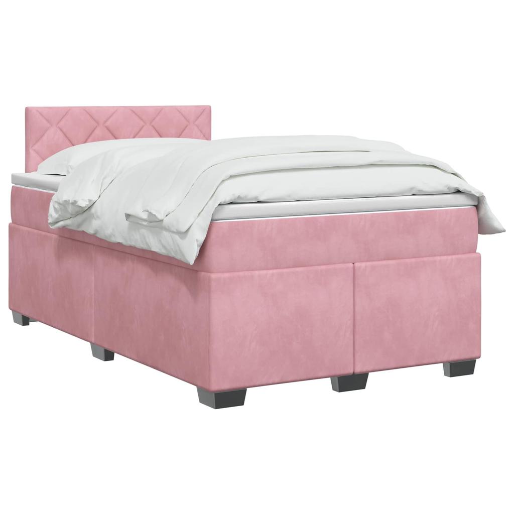 Box Spring Bed with Mattress and LED Pink 120 x 200 cm Velvet