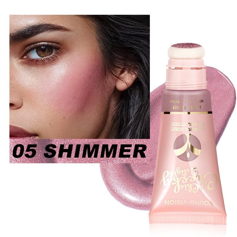 YOUNG VISION Plush Brush Head Fine Shimmer Liquid Blush 6 Colours Blush Lipstick All-in-One Liquid Blush