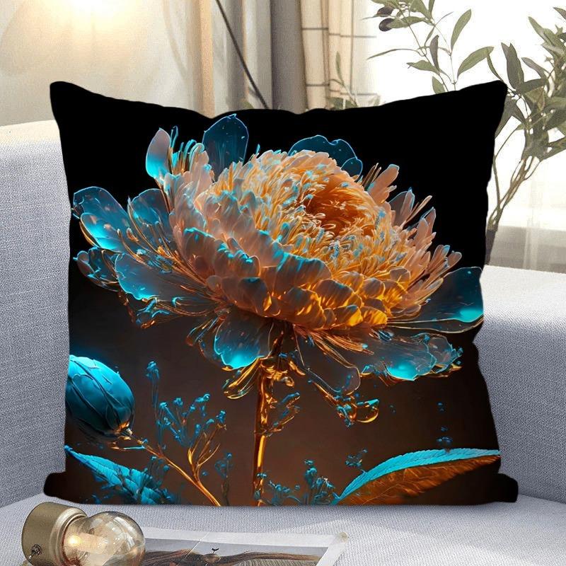 Fantasy Flower Pattern Decorative Pillowcase Living Room Bedroom Square Cushion Pillowcase