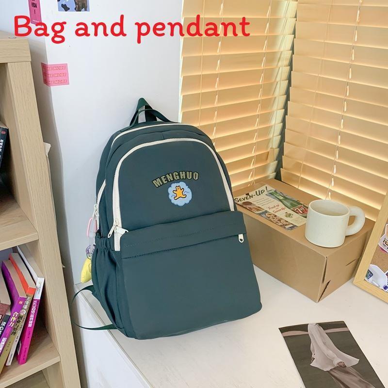 Simplified Bear Letter Printed Student Backpack With Plush Pendant For School