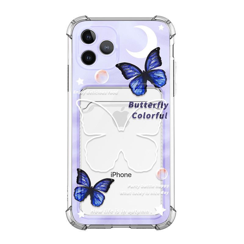 

Чехол-держатель для карт Zhitai Butterfly для iPhone 14/15 Pro, подходит для устройств Apple 678 Plus iPhone 11 Pro Max