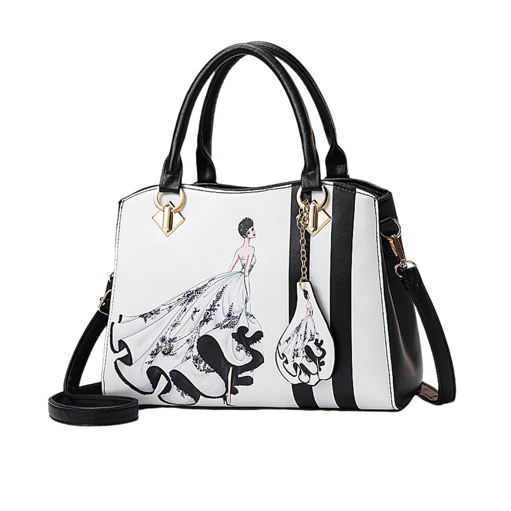 NICOLE & DORIS Damen Umhängetasche, Crossbody, Stilvoller Print, Großes Fassungsvermögen, 2-Wege, PU-Leder, Wasserdicht, Unterteilt, Elegant und Langlebig, mit