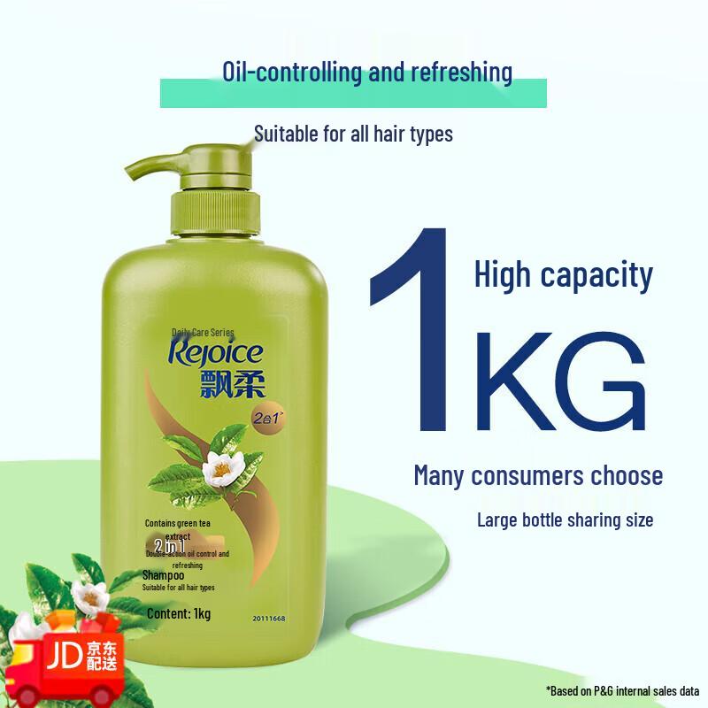 

Шампунь Rejoice двойного действия для контроля жирности и освежения с экстрактом зеленого чая, 1 кг (Упаковка из 12 штук)