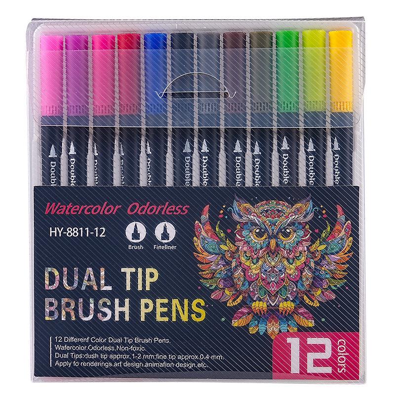 Double-ended 120-Color Washable Watercolor Art Pen Set with Soft Tips for Kids