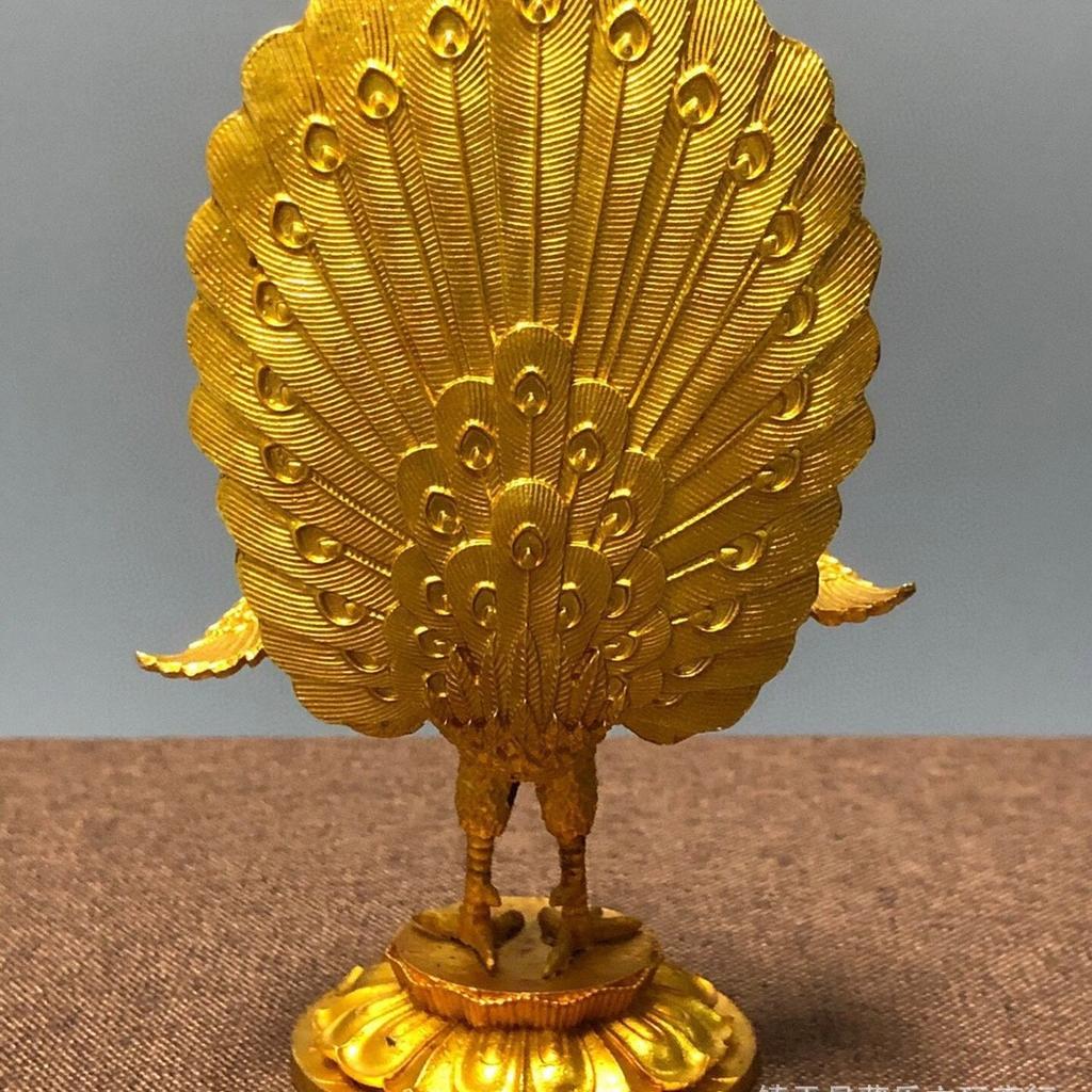 Gold Brass Tibetan Buddhist Peacock King Buddha Statue Living Room Home Garden Decoration Statue Sculpture Desktop Crafts