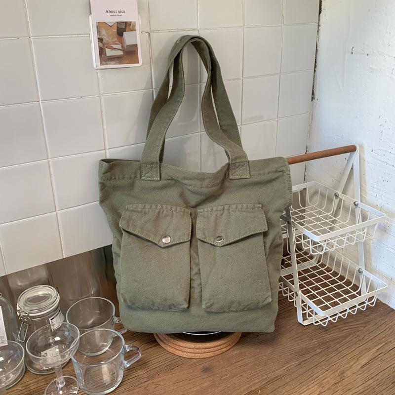 Large Capacity Multi Pocket Shoulder Bags Women Fashi Canvas Handle Bag Casual Comfortable and Versatile Texture Storage Bag