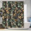 Camouflage Leaf Shower Curtain Dark Green Forest Print For Bathroom Decor Waterproof Fabric Shower Caddy With Rings