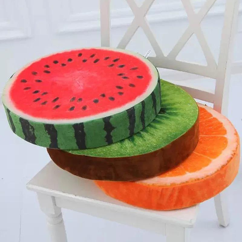 40cm Round Throw Pillows 3D Duplex Print Fruit Shape Cushion Decorative Plush Funny Fruit Stuffed Cushions for Couch Chair