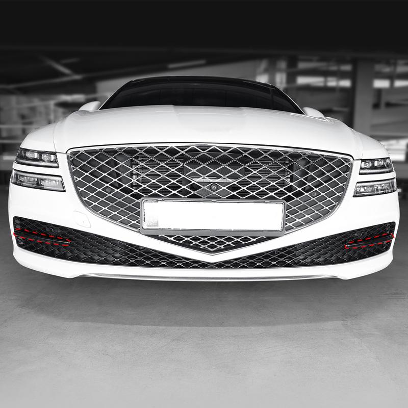 Car Exterior Accessory For Carbon Fiber Bright Black Front Bumper Fog Light Lamp Frame Trim Cover For Genesis G80 RG3 -2024
