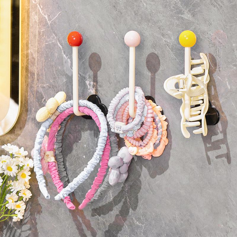 2Pcs Multi-Functional Storage Hooks Headband Display Rack Scrunchie Organizer Stand Bathroom No-Punch Hooks Wall Key Bag Hanger