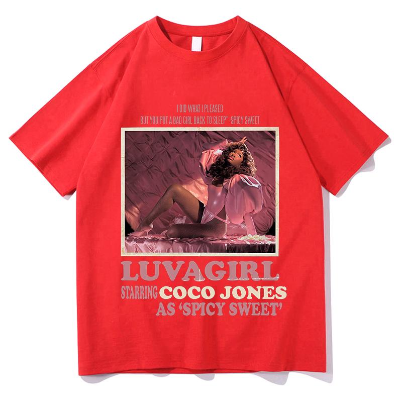 Coco Jones LUVAGIRL TOUR 2026 Tshirts Unisex Singer Design Print Tshirts Women Unisex Clothing Short Sleeve Loose Cotton Tees Tops S