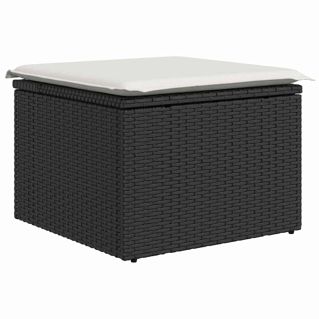 Garden Sofa Set with Storage 8 pcs Black Poly Rattan