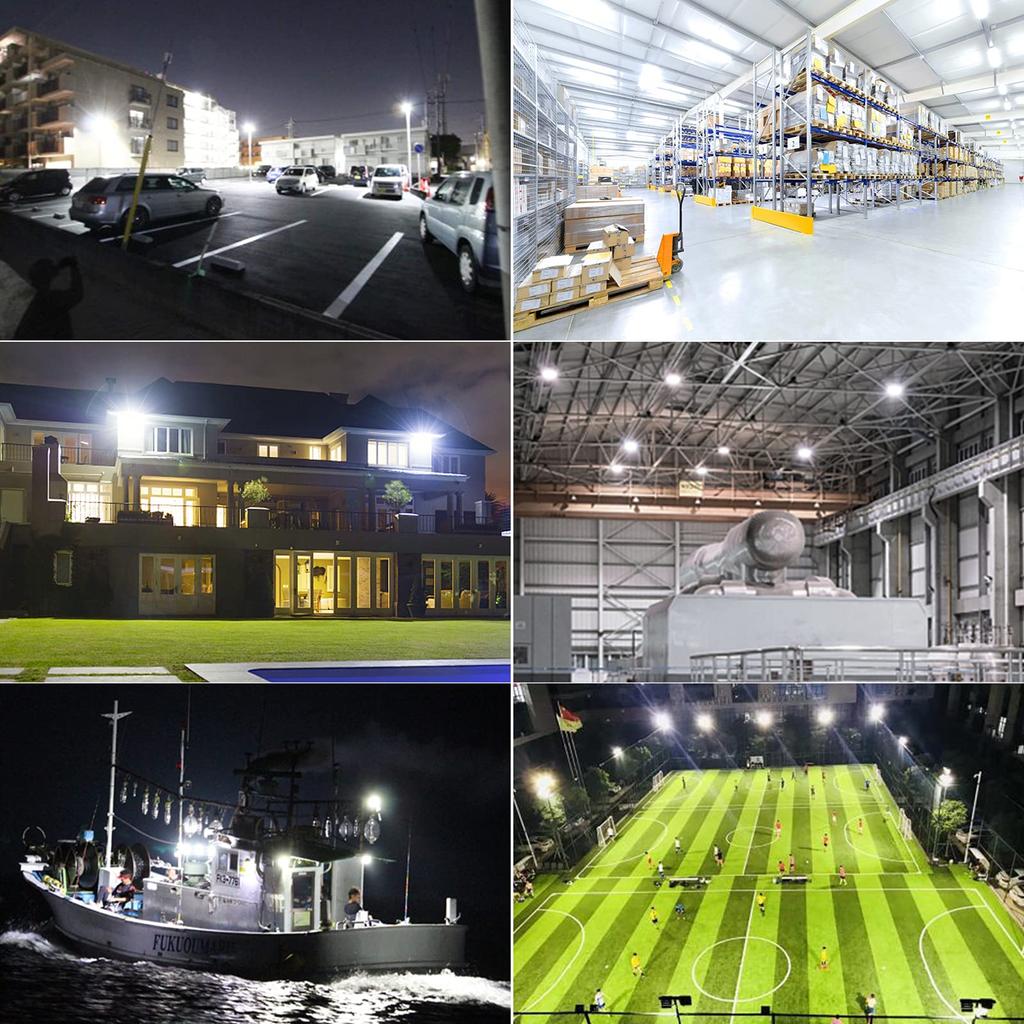 High 5000LM 50W LED Daylight Increases Work Power Cord with 3m Wide Angle Highly Waterproof Security Parking Lot Street Field Outdoor LED Flood PSE