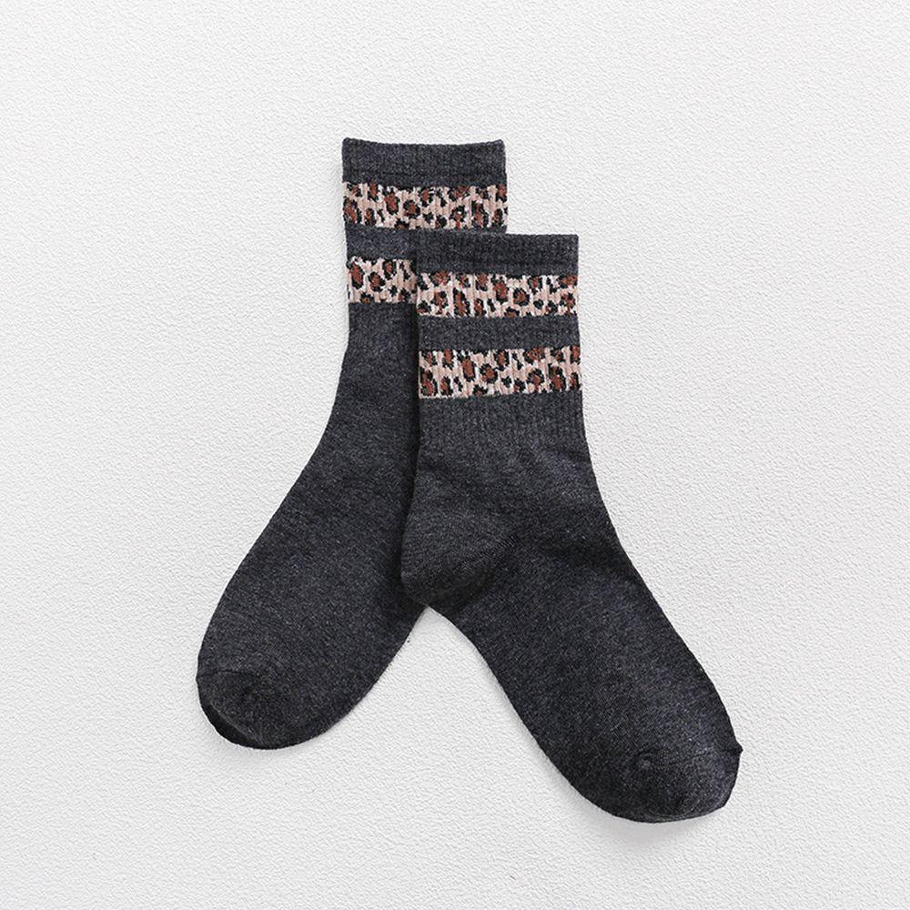 Retro Style Cotton Leopard Pattern Warm Socks Mid Tube Socks Autumn Winter Long Socks