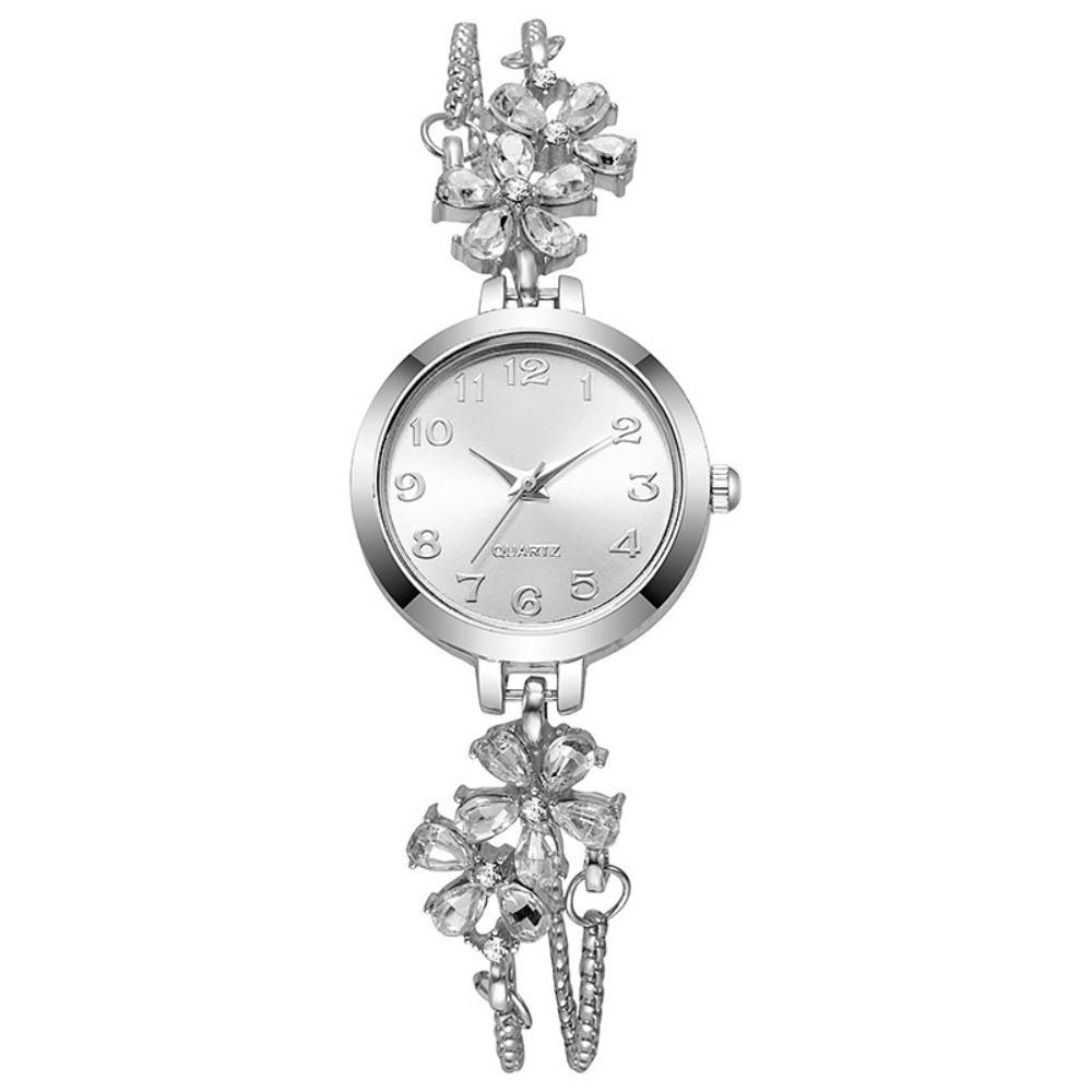 Adjustable Bracelet Watch Quartz Movement Flower Bracelet Watch Retro Diamond Watch For Women