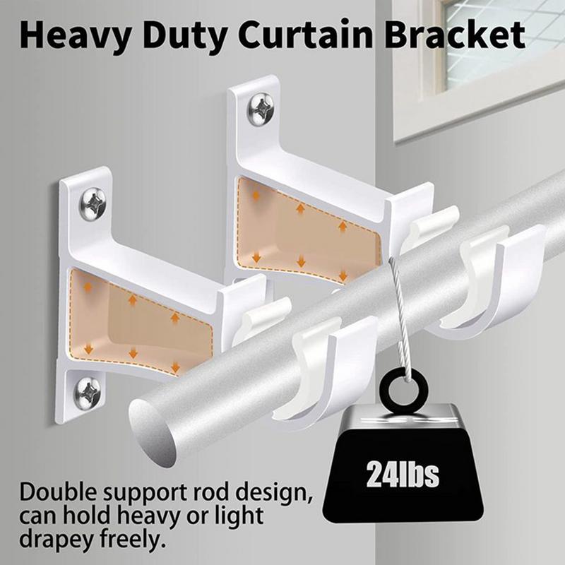 4pcs Curtain Rods Bracket Hanger Hook Rod Support Clamp Crossbar Fixing Clip Wall Hooks Organizer Rails Rack Home Storage