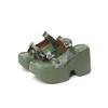 Super high heel muffin wedge heel thick sole one-word slippers women's 2025 summer outer wear high-end bow thick heel sandals