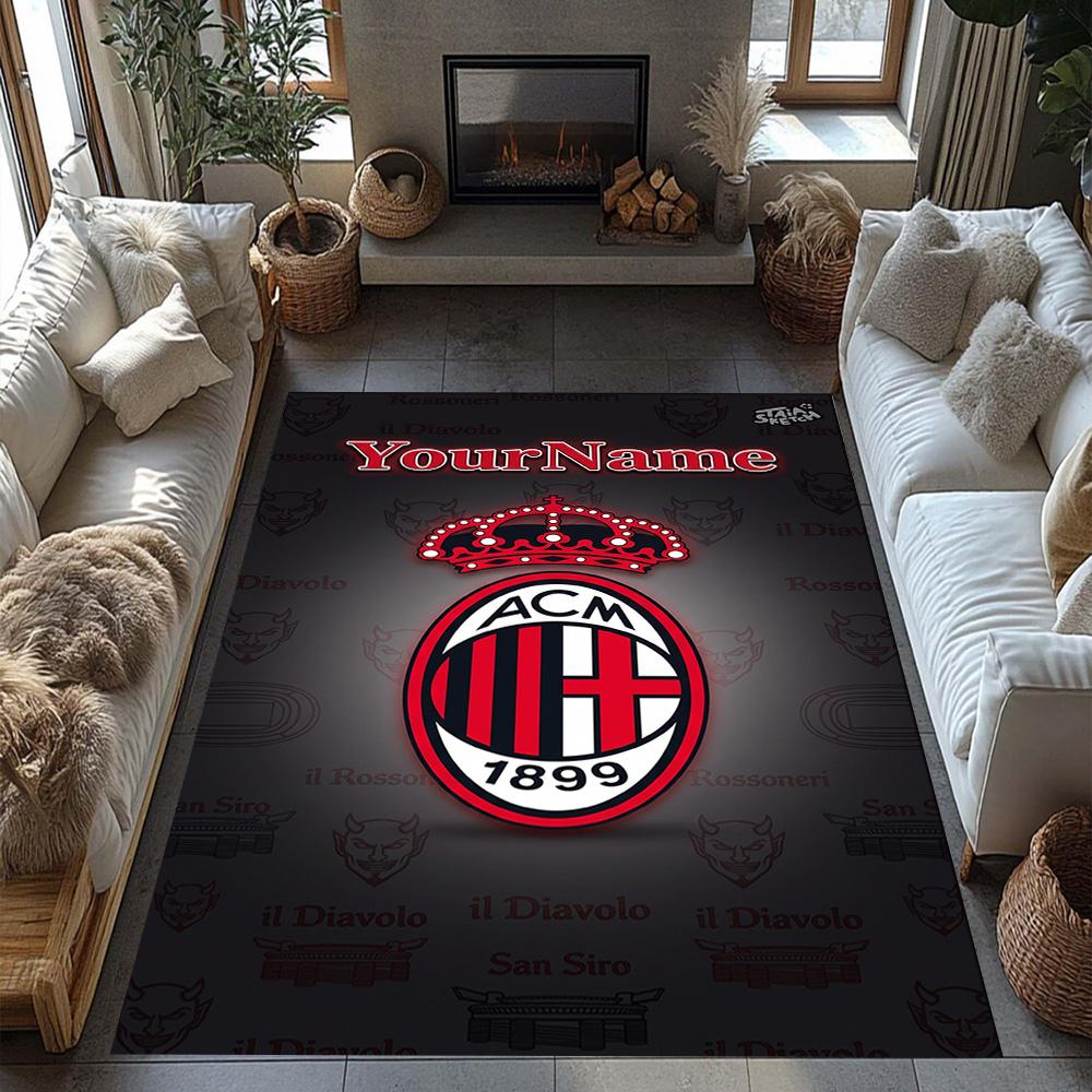 Ac Milan Customize Your Name Floor Mat Perfect for Game Room Playrooms Dining Room Kitchen Anti-slip Rug Anime Office Decor Perfect Gift for Women/Men
