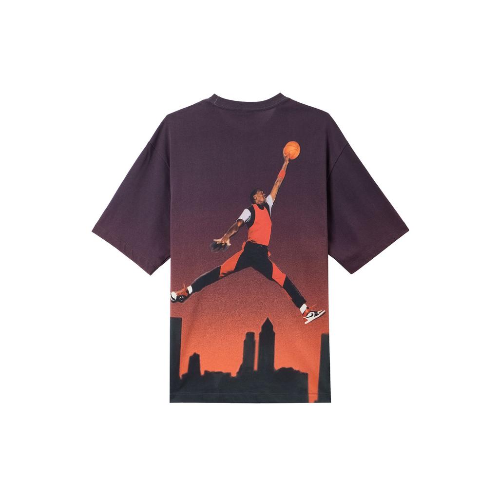 Jordan FW24 Serie Jumpman Degradado Cómoda Suave Camiseta de Manga Corta Hombre Tops Rojo Negro HJ2317045
