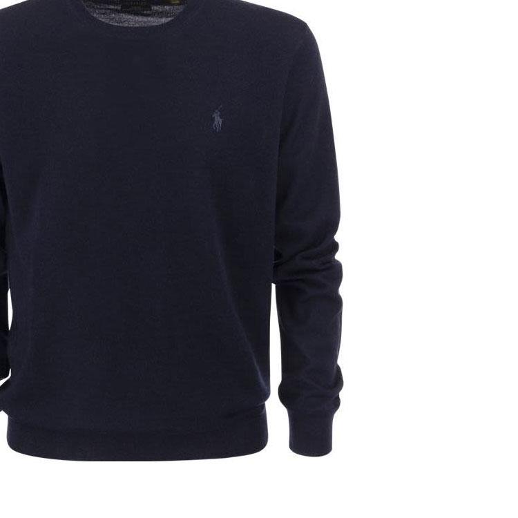 Polo Ralph Lauren FW22 Solid Logo Embroidered Crew Neck Sweater Men sweater Blue 710876846-003
