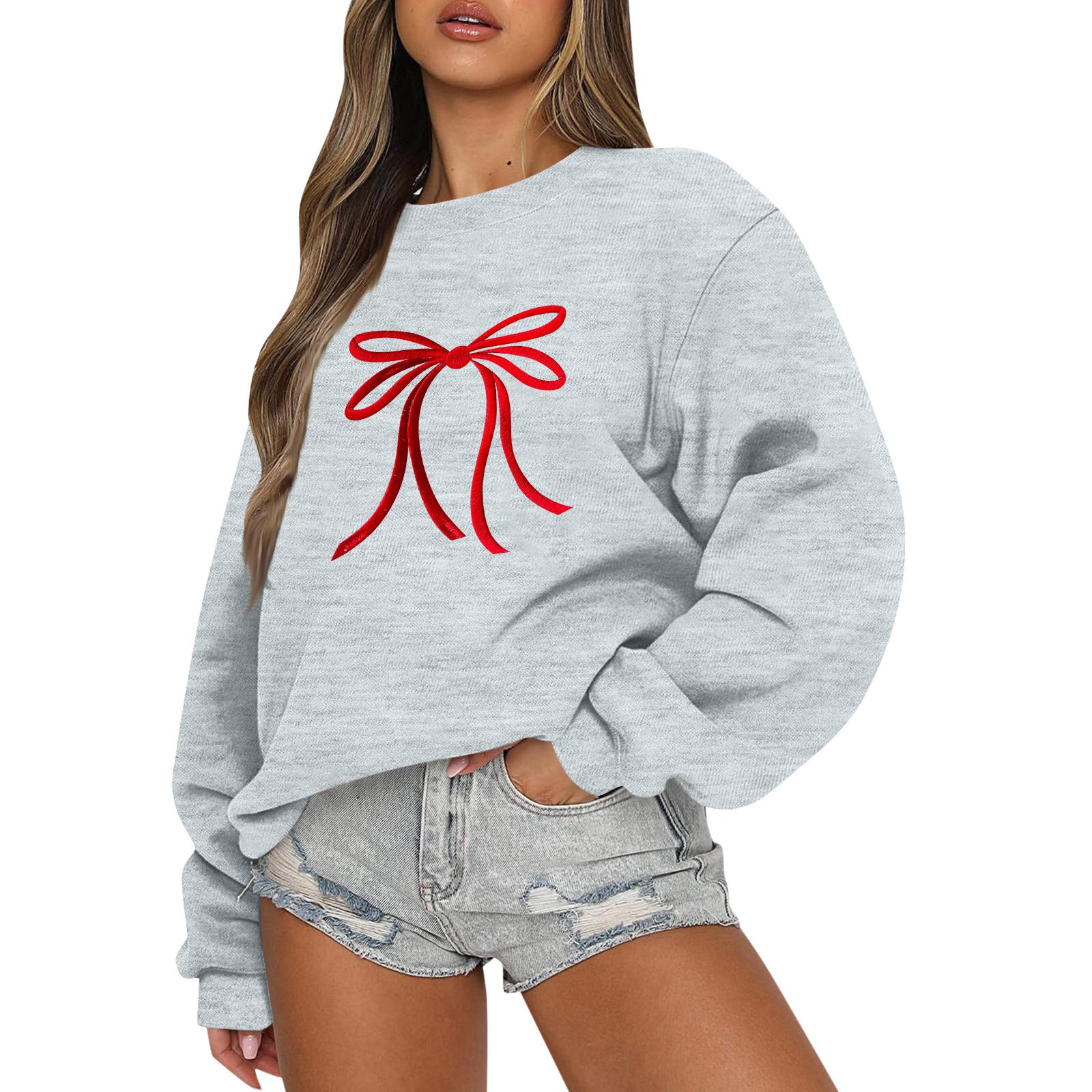 

Женские топы Женский свитшот с длинным рукавом Повседневный с круглым вырезом Свободного кроя Пуловер Флисовые топы L