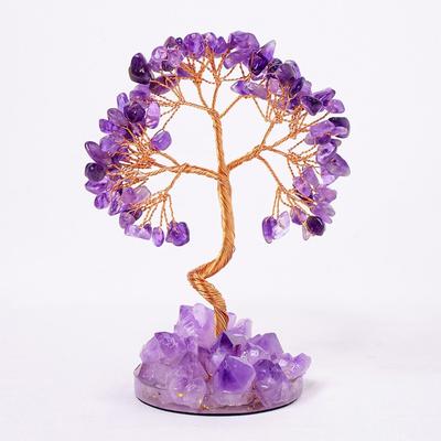 Natural Crystal Raw Stone, Crushed Stone, Wealth Tree, Drip Resin Disc Base, Home Desktop Decoration, Ornaments