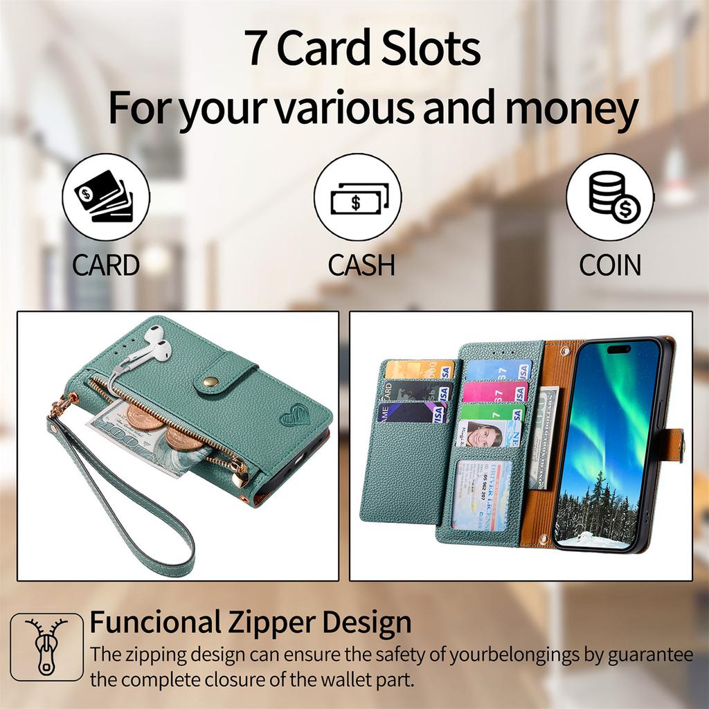 For Xiaomi Redmi Note 14 Pro 5G/Poco X7 5G Case RFID Blocking Zipper Pocket Leather Wallet Phone Cover with Strap