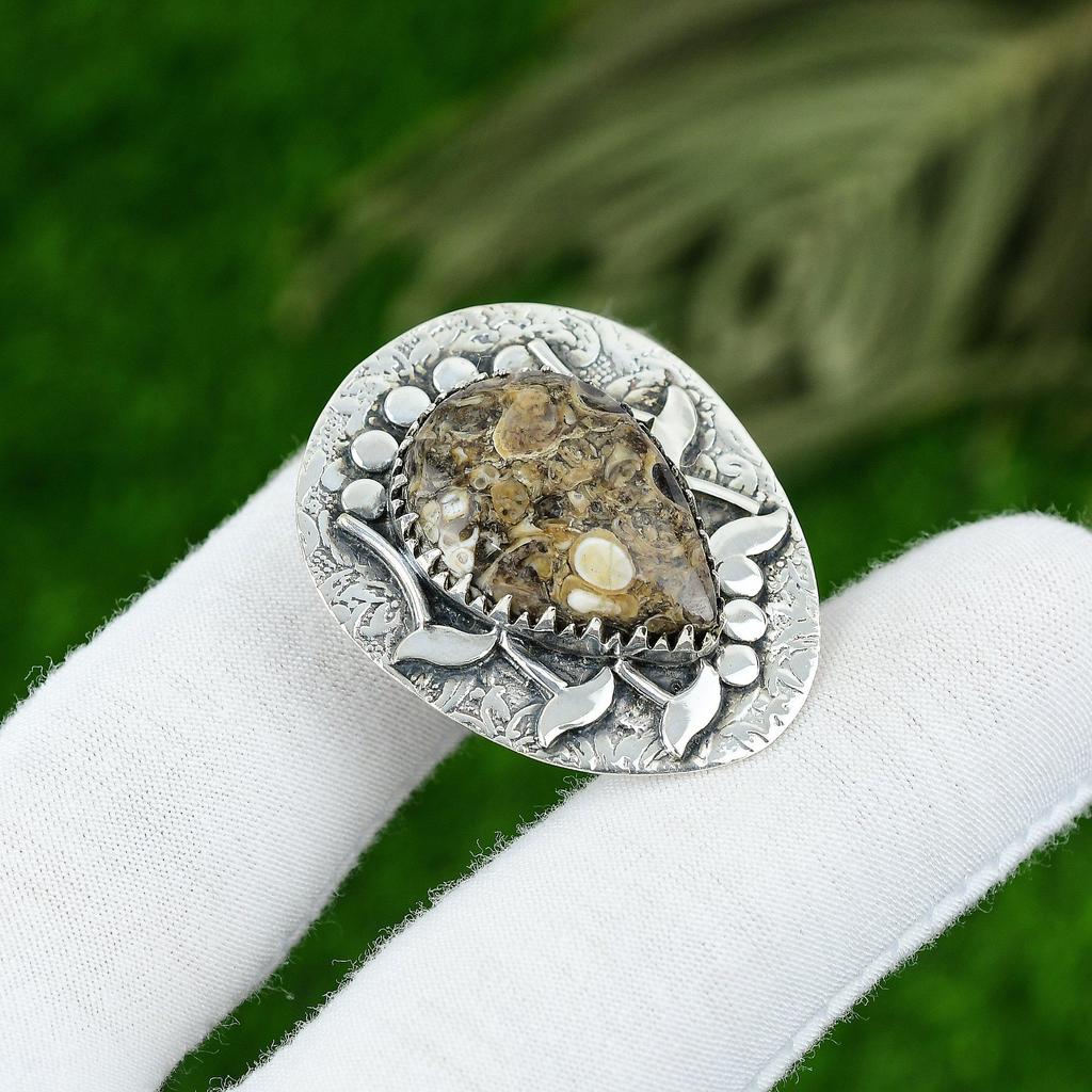 Natural Turritella Agate Gemstone Pendant 925 Sterling Silver Jewelry For Women