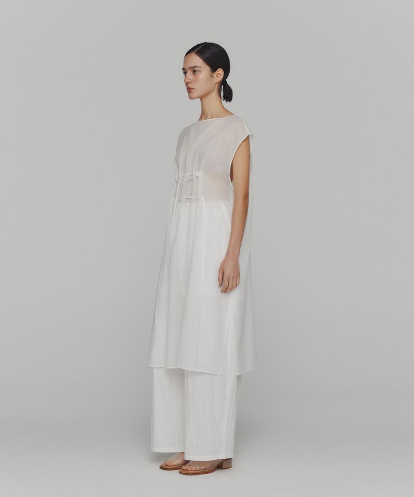 Amomento Sheer Drawstring Dress_White
