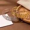 Gold-Plated Titanium Steel Laurel Leaf Adjustable Bangle Bracelet