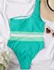 Women's Swimsuit Colorblock One Shoulder High Waist Sexy Bikini Set Brazilian Beachwear Bathing Suits