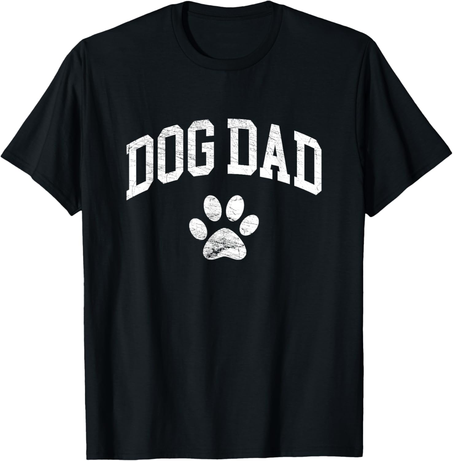 Dog Dad Paw Print Distressed Graphic Tee Casual Cotton TShirt for Men - Men s Summer Cotton Graphic Tee S