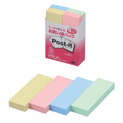 Notes autocollantes pastel Value 75 x 25, 100 feuilles x 4, paquet, notes, couleurs, mm, blocs, 500RP-BK