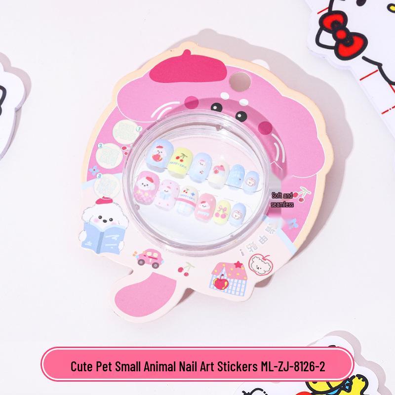 KT Cat Tecknad Bärbar Nagelklistermärke för Barn - Avtagbar, Självhäftande Gelé Nageldekor för Flickor