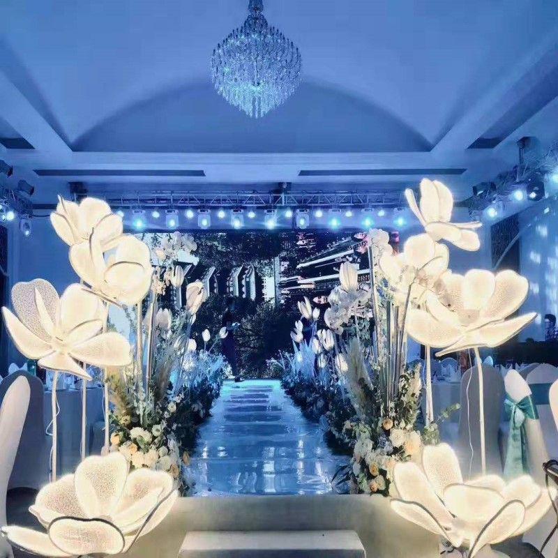 Glowing Peony Flower & Butterfly Aisle Lights for Wedding Decorations
