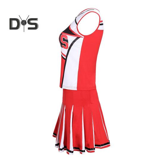 2 bucăți/set ținută de performanță majoretă Set de fuste fără mâneci pentru liceu Glee Club pentru fete Costum de majorete pentru varsity rochie de majorete