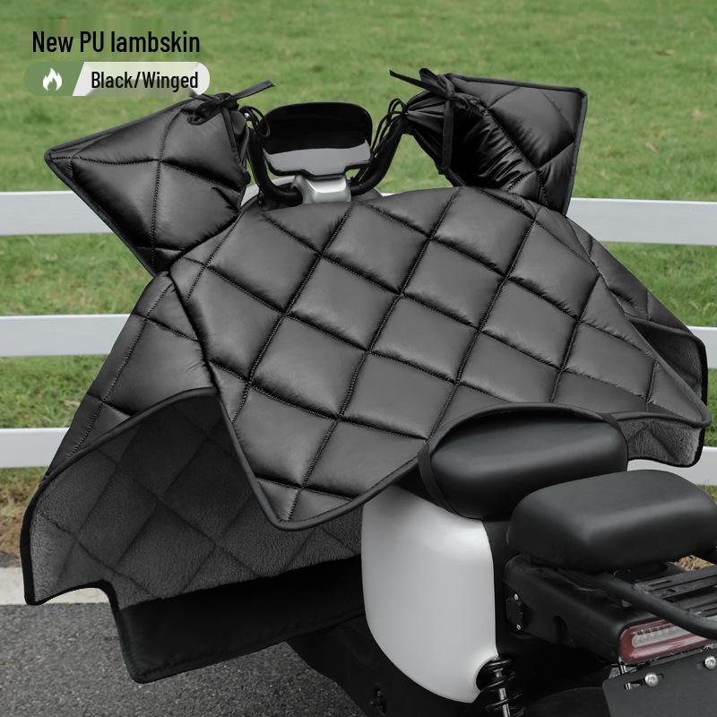 Waterproof Plush Cotton Windshield Cover for Autumn/Winter – PU Sheepskin, Windproof One-piece