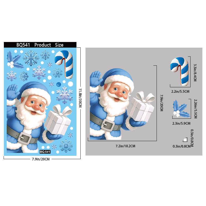 Christmas Snowflake Elk Snowman Glass Sticker Noel Ornaments Xmas Wall Stickers Merry Christma Decor Happy New Year Sticker