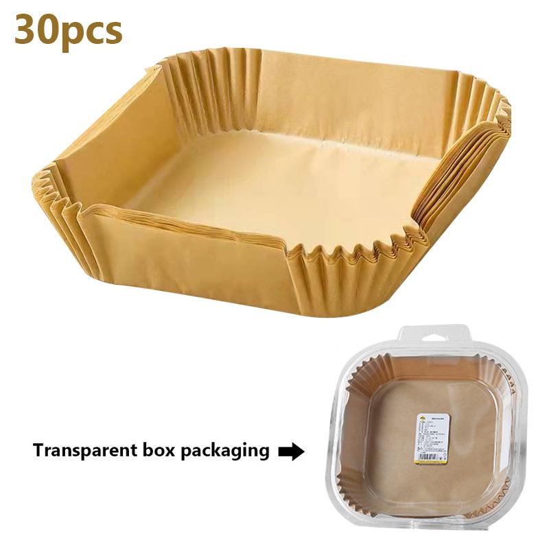 Einweg-Papiereinlage für die Heißluftfritteuse, Antihaft-Matte, Dampfgarer, quadratische Papierbackmatten, Küchen-Heißluftfritteusen-Werkzeuge, Backzubehör