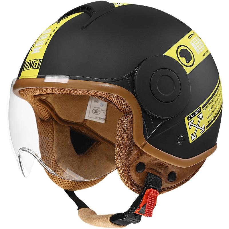 New National Standard 3C Certified Motorcycle Helmet Retro Motorcycle Helmet 3/4 Men and Women's Helmet Electric Vehicle Helmet