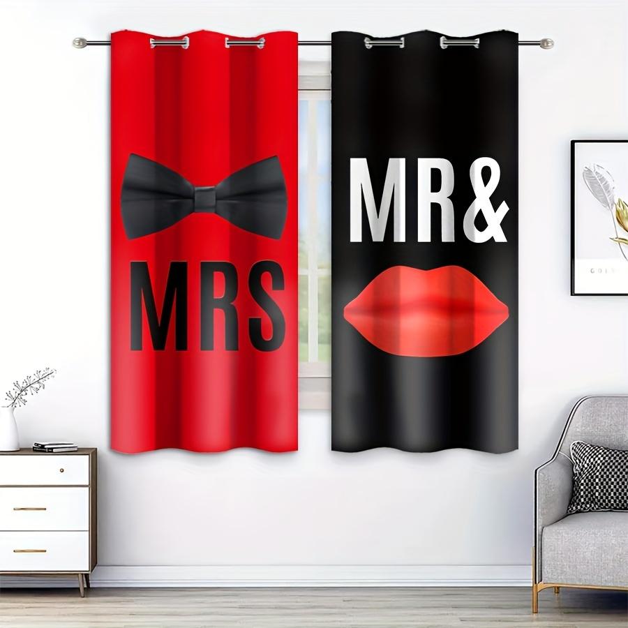 2 Panel schwarz und rot Vorhänge Damen Herr. Vorhänge King Queen Vorhänge für Schlafzimmer Wohnzimmer Küche Fenster Jalousien Cortinas sa